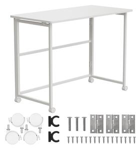 Maclean skladací stôl biely mobilný vrch 100x50cm max. 50kg MC-1250 W
