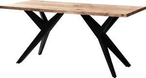 WOHNLING Písací stôl 200 x 100 x 76 cm z masívneho akátového dreva, počítačový stôl v štýle loft, stôl do domácej kancelárie s kovovými nohami, drevený stôl v industriálnom štýle, veľký