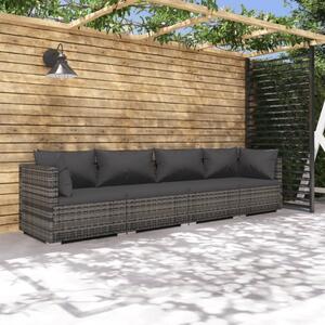 Maison Exclusive – 4-dielna záhradná súprava s vankúmi, polyrotang, sivá