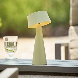 LED stolová lampa Solino, zelená, solárna/USB, 26 cm, IP44, Zelená, Obývacia izba / jedáleň, Hliník, Moderný