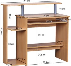 Počítačový stôl WL1.163 Buk 94 x 90 x 48 cm Stôl na notebook