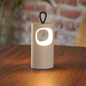 LED stolová lampa Lunari, béžová, 16 cm, kov, IP44, Krémová / jantárovo žltá, Obývacia izba / jedáleň, Hliník, Moderný