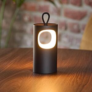 LED stolová lampa Lunari, čierna, 16 cm, kov, IP44, Čierna, Obývacia izba / jedáleň, Hliník, Moderný