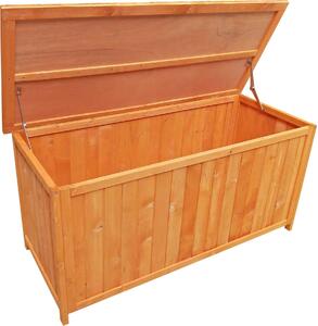 Wiltec drevený záhradný box 127 x 55 x 60 cm úložný box s vekom záhradná skrinka na náradie hračky vankúš box polstrovaný box smrekové drevo