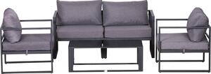 Štvordielna súprava záhradného nábytku Outsunny, sedacia súprava, pohovka so sedacím vankúšom, stôl s úložným priestorom, polyester, sivá, 138 x 69 x 63 cm