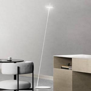 LED akumulátorová stojaca lampa Mahina, biela, výška 130 cm, kov,, Biela / opálová, Obývacia izba / jedáleň, Hliník, Moderný