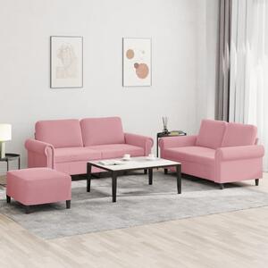 Maison Exclusive – 3-dielna sedacia súprava s vankúšmi z ružového zamatu