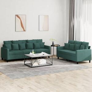 Maison Exclusive – 2-dielna sedacia súprava s vankúmi, tmavozelený zamat