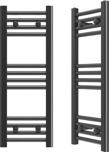 Granitan | Kúpeľňový radiátor Breno - 30x80 cm - čierny - moderný dizajn - ohrievač uterákov