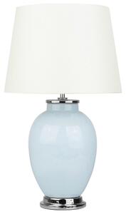 Stolná lampa modrý keramický podstavec 56 cm biele látkové tienidlo zo zmesi bavlny a polyesteru