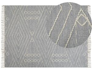 Koberec sivá a biela bavlna vlna 160 x 230 cm geometrický vzor strapce orientálny