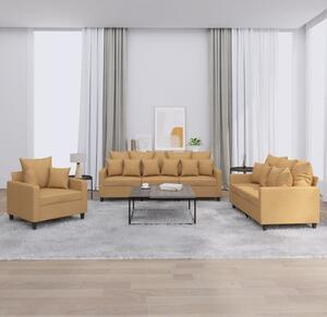 Maison Exclusive – 3-dielna sedacia súprava s vankúmi, hnedý zamat