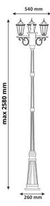 Vonkajšia lampa 3xE27/20W/230V IP43 2,58 m čierna