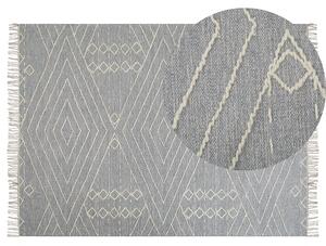 Koberec sivá a biela bavlna vlna 140 x 200 cm geometrický vzor strapce orientálny