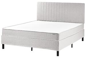 Kontinentálna posteľ s čelom sivá polyester čalúnený rám 160 x 200 cm pružinový matrac spálňa