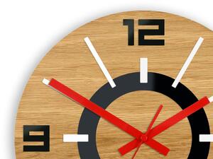 ModernClock Nástenné hodiny Alladyn Wood hnedo-červené