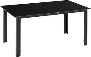 Záhradný stôl Outsunny, záhradný jedálenský stôl pre 6 osôb z ierneho hliníka, 150 x 90 x 74 cm