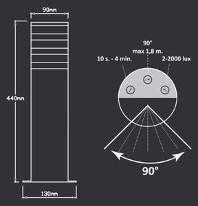 Vonkajšia lampa so senzorom TEKSAS 1xE27/12W/230V IP44 44 cm antracit