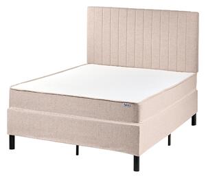 Kontinentálna posteľ s čelom béžová polyester čalúnený rám 120 x 200 cm pružinový matrac spálňa