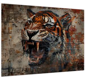 Obraz - Tiger z tehál (70x50 cm)