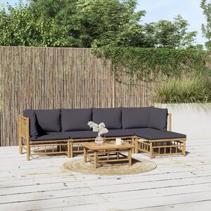 Maison Exclusive – 6-dielna záhradná súprava s tmavosivými vankúšmi z bambusu