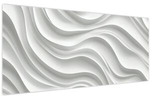 Obraz - 3D biele vlny (120x50 cm)