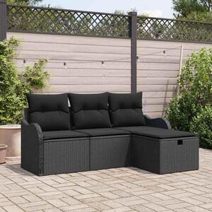 Maison Exclusive - Záhradná súprava pohoviek s vankúmi 4 ks ierna Poly Rattan