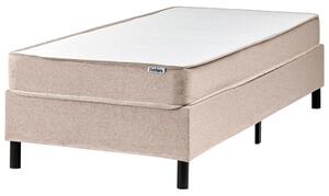 Kontinentálna posteľ bez čela béžová polyester čalúnený rám 90 x 200 cm pružinový matrac spálňa