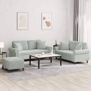 Maison Exclusive – 3-dielna sedacia súprava s vankúmi, svetlosivý zamat