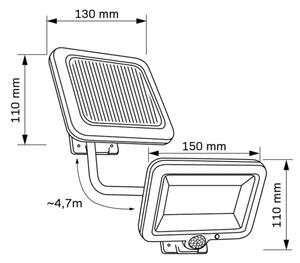 LED Solárny reflektor so senzorom DUO LED/1W/3,7V 1200 mAh IP44