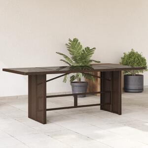 Maison Exclusive - Záhradný stôl so sklenenou doskou hnedý 190x80x74 cm Poly ratan