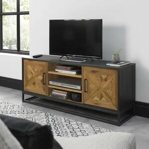 LivinHill TV stolík Indus 133 cm z masívu dub prírodný/grafit