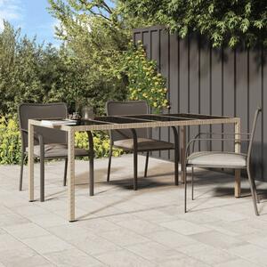 Maison Exclusive – Záhradný stôl béový 190 x 90 x 75 cm z tvrdeného skla a polyrotangu
