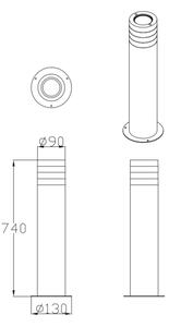 Vonkajšia lampa RINO 1xE27/12W/230V IP54 74 cm čierna