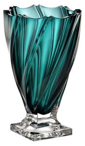 KRIŠTÁĽOVÁ VÁZA BOHEMIA PONTI GREEN TOUCH NA NOHE 330MM