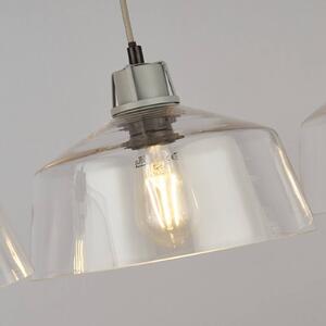 Závesné svietidlo Thaloria, transparentné, sklo, 3-pl., 80 cm, Jasné / priehľadné, Obývacia izba / jedáleň, Sklo, Moderný, Závesné svietidlo