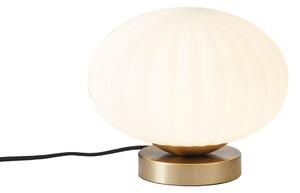 Dizajnová stolná lampa mosadzná s opálovým sklom - Mochi
