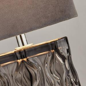 Stolová lampa Nyssa, sivá, textil/kov, 28 cm, E27, Hliník / sivá / zinok, Obývacia izba / jedáleň, Textil / látka / hodváb, Moderný, Stojacie svietidlo