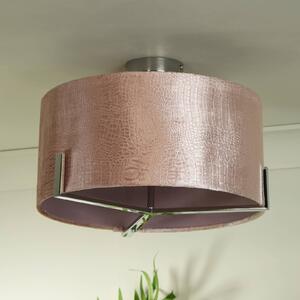 Stropné svietidlo Kyran, červené, kov, zamat, Ø 40 cm, E27, Červená, Obývacia izba / jedáleň, Textil / látka / hodváb, Moderný