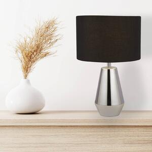 Stolová lampa Laynie, sivá/čierna, kov/textil, 24 cm, E14, Čierna, Obývacia izba / jedáleň, Textil / látka / hodváb, Moderný, Stojacie svietidlo