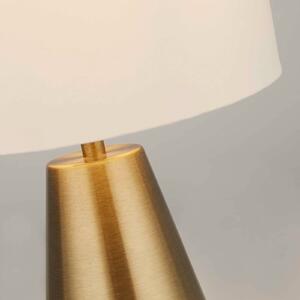 Stolová lampa Laynie, mosadz/béžová, kov/textil, 24 cm, E14, Krémová / jantárovo žltá, Obývacia izba / jedáleň, Textil / látka / hodváb, Moderný, Stojacie svietidlo