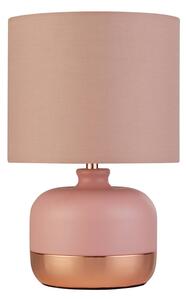 Stolová lampa Tamsin, ružová, kov/textil, výška 27 cm, E14, Fialová / ružová, Obývacia izba / jedáleň, Textil / látka / hodváb, Moderný, Stojacie svietidlo