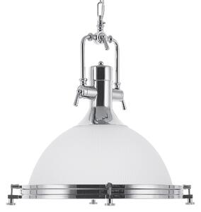 Závesná lampa biele kovové tienidlo okrúhle stropné svietidlo industriálne osvetlenie