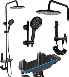 Sprchový set s termostatom Rea SAVIO LED Black
