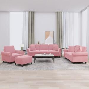 Maison Exclusive – 4-dielna sedacia súprava s vankúšmi z ružového zamatu