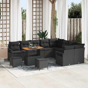 Maison Exclusive - Záhradný nábytok s vankúmi 12 ks ierny Poly-rattan