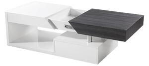 Konferenčný stolík, biely lesk/sivočierna s kresbou dreva, MELIDA