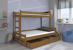 Detská poschodová posteľ RAIMUND + matrac, 90x200, biela