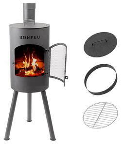 BonFeu BonGiano SP záhradný krb Corten - terasové kachle - krb na relaxačné večery - terasový krb - záhradné kachle z kvalitnej ocele -30x30x142 cm