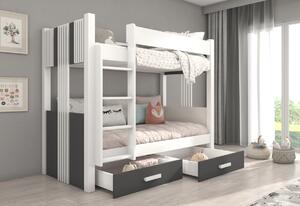 Detská poschodová posteľ SEVERIN, 90x200, biela/dub artisan